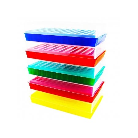 Scientific Specialties Flipper Micro-Tube Racks, 96 Capacity, Assorted Fluorescent, 5/PK 145918